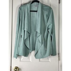 Bagatelle Collection Mint Green Faux Suede Draped Waterfall Jacket G6700